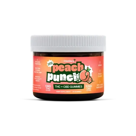 Peach Punch 10mg THC + 50mg CBD Gummies